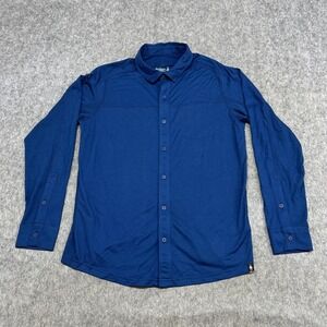 Smartwool Shirt Mens M Blue Merino Sport 150 Long Sleeve Button Hiking